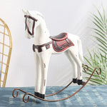 Peykerê Xemilandî yê Ewrûpa Peyker Wood Hemp Rope Rocking Horse Handmade Gift Hand Decoration Accessories Accessories Horse Ornament