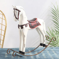 Decorazione europea creativa Statua in legno Corda di canapa Cavallo a dondolo Regalo fatto a mano Accessori per la decorazione della casa Ornamento per cavalli
