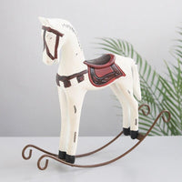 Decorazione europea creativa Statua in legno Corda di canapa Cavallo a dondolo Regalo fatto a mano Accessori per la decorazione della casa Ornamento per cavalli