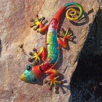 Käsitööna valminud klaasist Gecko seinakujundus koduaia kaunistamiseks ja miniatuurideks Aiakujud Õues haldjas Aiaehete haldjas