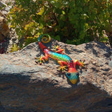 Handmade Metal Gecko Wall Decor with Glass for Home Garden Decoration and Miniatures Garden Statues Outdoor Fairy Garden Ornaments Fairy
