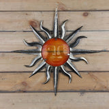 Ручно израђена метална зидна декорација од сунца са стаклом за украсе на отвореном у кући и врту Украси и минијатуре статуа у дворишту