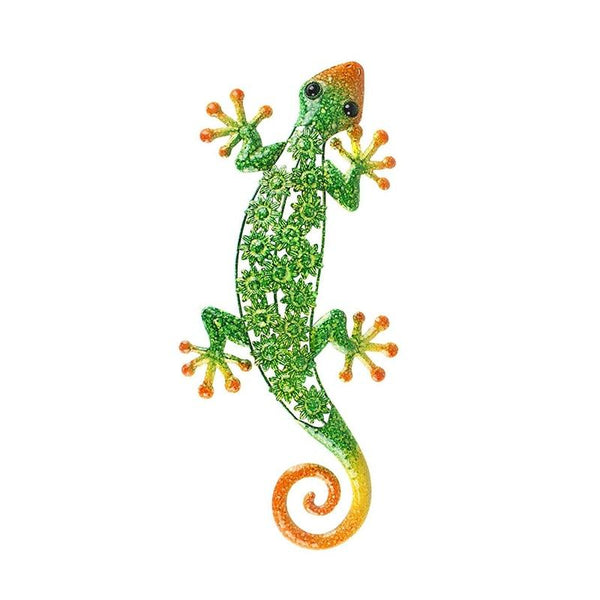 Handmade Metal Gecko Wall Decoration for Garden Outdoor Animal Statues or Home Wall Decorative Sculptures