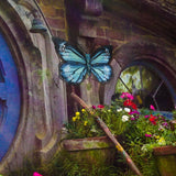 Decoració de paret de papallona de metall blau feta a mà per a la decoració de la llar i el jardí Miniatures Estàtues i escultures d’exterior per a jardins