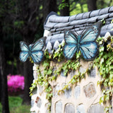 زخرفة الجدار المعدني الأزرق المصنوع يدويًا لتزيين المنزل والحديقة ، التماثيل والمنحوتات الخارجية للحيوان Miniaturas للساحة