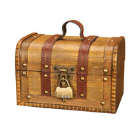 Retro dřevěná pirátská skříňka na šperky s úložným boxem s držákem zámku Vintage truhla s pokladem pro organizátor Dřevěný úložný box