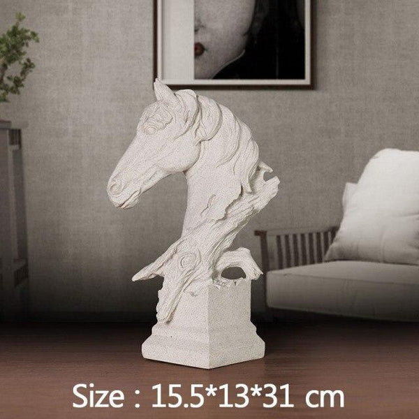 Home Decor Horse Statue Antique Horse Head Sculpture Living Room Display Figurines Handcrafts Decoration Gifts Furnishings
