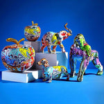 Decoración del hogar manualidades creativas coloridas grafiti escultura de animales adorno decoración moderna artículos de arte decoración de sala de estudio de oficina