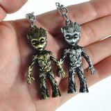 Handmade Handmade Alloy Keychain Home Decoration Figurines Anime Groot Baby Tree Miniature Model Vintage Bronze Silver Ornaments Crafts