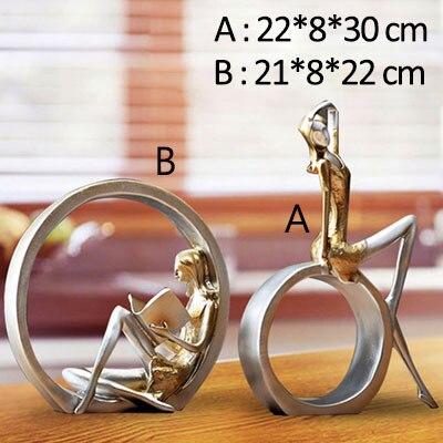 Creative Resin Reading Girl Figurines Ornaments Europe Lady Miniature Furnishings Desktop Crafts Home Decoration Birthday Gifts