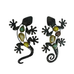 Ev və bağ dekorasiyası üçün əl işi 2 adet kiçik metal Gecko divarı Xarici heykəllər Aksesuarlar Heykəl Heyvanı