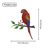 Handmade Metal Bird Parrot Wall Art with Red Glass for Home Garden Decoration Miniatures Sculptures Statues Outdoor Fairy Ornaments