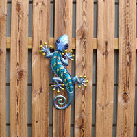 ديكور المنزل المصنوع يدويًا جدار أبو بريص المعدني لتزيين الحدائق في الهواء الطلق التماثيل والمنحوتات الحيوانية Jardin Yard