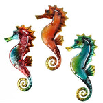 Cavalluccio marino in metallo 3 pezzi fatti a mano per la decorazione del giardino Scultura all'aperto e statue in miniatura Ornamenti Animali Jardin