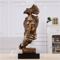 تماثيل المفكر تمثال أثاث غرفة المعيشة ديكور فني الصمت هو منحوتة ذهبية أوروبية زينة يدوية من الراتينج