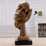 Thinker Statues Figurine Living Room Art Decor Furnishings Silence Is A Gold-European Sculpture Vintage Resin Crafts Decorations