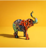 منزل الديكور الاسكندنافية الإبداعية الملونة الكتابة على الجدران الفيل النحت الحيوان تمثال زخرفة الإبداعية التماثيل الحديثة الديكور