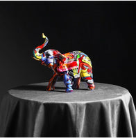 منزل الديكور الاسكندنافية الإبداعية الملونة الكتابة على الجدران الفيل النحت الحيوان تمثال زخرفة الإبداعية التماثيل الحديثة الديكور