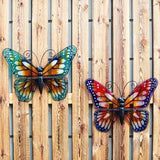 Decoració de paret de papallona de colors de 2 peces feta a mà per a la llar i el jardí Decoració exterior Estàtues Miniatures Escultures Animal