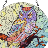 Handmade 2pcs Owl Glass Hanging Wall Decoration for Home and Garden Outdoor Miniature Statues and Sculptures