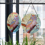 Handgjorda 2st Owl Glass Hanging Wall Decoration för hem och trädgård utomhus miniatyrstatyer och skulpturer