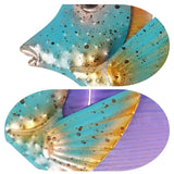 Ručně vyráběné kovové rybí nástěnné dekorace pro domácí a zahradní dekorace Venkovní zvířata Zahrady s barevnými skleněnými sochami Sochy Sada 2