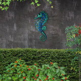 Ručně vyráběná zahradní nástěnná dekorace Kovový mořský koník se sklem pro domácí venkovní animales Jardin Miniaturní sochy a plastiky