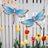 Il·lustracions de paret de libèl·lula de metall blau cel fetes a mà per a decoració de jardins Miniatures estàtues i escultures d’exterior per a animals i decoració de jardins