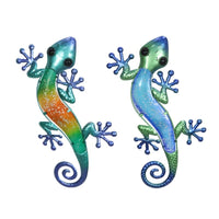 کارهای هنری دست ساز دیوار دیواری Gecko برای تزئین باغ حیوانات در فضای باز مجسمه ها لوازم جانبی مینیاتور مجسمه های حیاط مجموعه 2