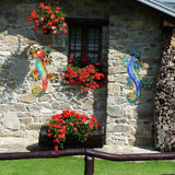 Ročno izdelana kovinska stenska umetnina Gecko s steklom za dekoracijo domačega vrta in miniaturnimi kipi Zunanji okraski iz 2