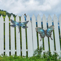 Opera d'arte da parete in metallo fatta a mano con libellula e farfalla per la decorazione del giardino Miniaturas Statue e sculture di animali all'aperto Set da giardino di 2