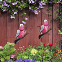 Handmade Metal Parrot Bird Wall Artwork of Garden Decoration Outdoor Statues for Home Miniatures Accessories Sculptures Set of 2