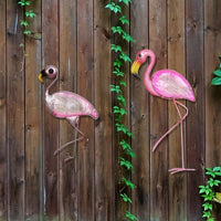 Handmade Animal Gift of Metal Flamingo Wall Art Outdoor Statues and Sculptures for Garden Decoration Outdoor Miniatures Set of 2