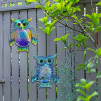 Χειροποίητη μεταλλική κουκουβάγια Home Art για διακόσμηση κήπου Εξωτερικά αγάλματα Αξεσουάρ Γλυπτά και Μινιατούρες Animales Jardin Σετ 2