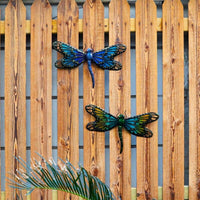 El yapımı Metal Mavi Peri Yusufçuk Bahçe Dekorasyonu için Duvar Resmi Miniaturas Hayvan Açık Heykeller ve Heykeller Yard Seti için 2
