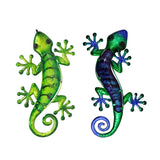 Ručně vyráběné kovové ještěrkové nástěnné umění se zeleným skleněným obrazem pro zahradní zahradní dekorace Sochy a sochy zvířat ze 2