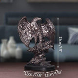 Forn silfur dýra skúlptúr Heimili skreyting breiða vængi Eagle figurines trjákvoða handverk stofu bókaskápur Dispaly Artware