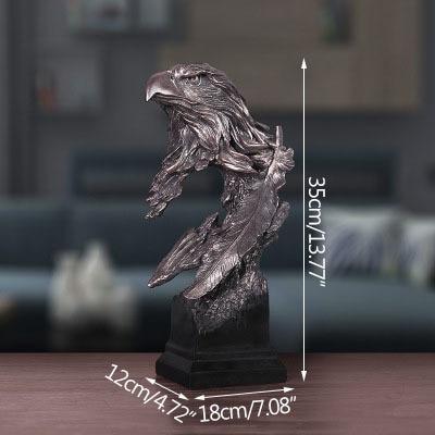Antique Silver Animal Sculpture Home Decoration Spread Wings Eagle Figurines Resin Crafts Living Room Bookcase Dispaly Artware