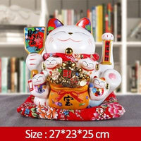 Creative Ceramic Lucky Cat Figures Feng Shui Decoration Ornament Home Decoration Accessories Store Receiption Table Decor Crafts