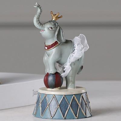 Cute Animal Circus Performance Miniature Model Figurines Funny Crown Elephant Resin Ornament Desk Decoration Accessories Kid Toy
