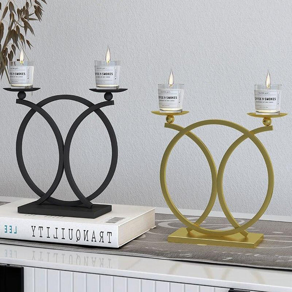 Handmade Creative Decoration Candlestick Round Metal Candle Stand Home Decoration Frunishings Wedding Decoration Candle Holder Ornaments