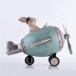 Creative Rabbit Rides Motorcycle Pilot Planes Miniature Model Home Decoration Accessories Մանկական խաղալիքներ երեխաներ Bedside Decor Արհեստներ