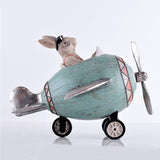 Креативный кролик едет на мотоцикле, пилот самолета, миниатюрная модель, аксессуары для украшения дома, детские игрушки, детский прикроватный декор