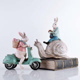 Kreatywny królik jeździ motocyklowe samoloty pilotowe miniaturowy model akcesoria do dekoracji domu zabawki dla dzieci dzieci dekoracja nocna rzemiosło