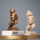 Adornos de decoración del hogar El silencio es un pensador de oro Escultura de personaje Estatuilla de resina antigua Tienda Escaparate Decoración Artware