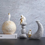تمثال طراز أوروبي نموذج مصغر للسفر والفضاء لتزيين غرفة المعيشة في المنزل من الراتينج المنحوتات اليدوية هدايا هووسورمينغ