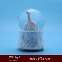 Boule de cristal à la main modèle miniature dessin animé girafe Figurine décoration de la maison chevet lumière colorée ornement fête accessoire boîte à musique artisanat