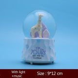 Handmade Crystal Ball Miniature Model Cartoon Giraffe Figurine Home Decoration Bedside Coloful Light Ornament Party Prop Music Box Crafts