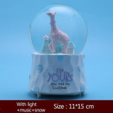 Handmade Crystal Ball Miniature Model Cartoon Giraffe Figurine Decor acasă Noptieră Coloful Light Ornament Party Prop Music Box Crafts