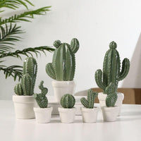 Creative Ceramic Simulation Cactus Figurines Miniature Model Home Office Room Decoration Bonsai Ornament Desktop Crafts Gifts